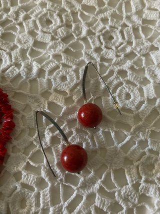Collar y pendientes de coral rojo