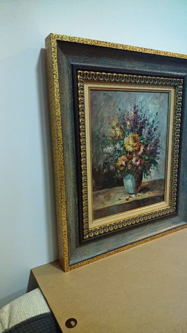 Cuadro floral firmado T. DENVER