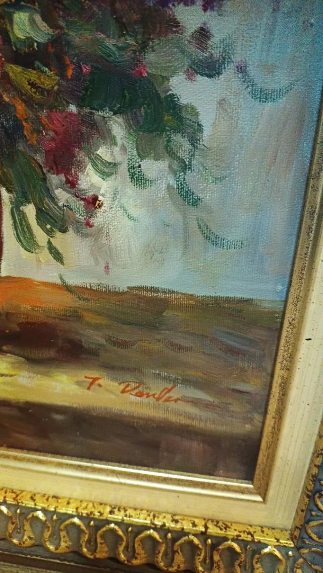 Cuadro floral firmado T. DENVER