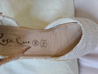 Alpargatas cuña Rosa Cano Beige/Oro