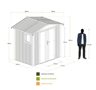 Caseta Jardín Metálica 240x168x220cm KIOSCO