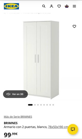 Armario blanco 2 puertas madera.