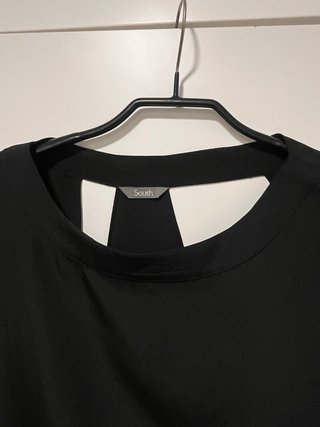 Blusa Top Negro Manga Corta