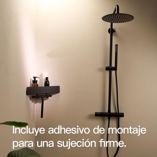 Estante de ducha negro sin taladro