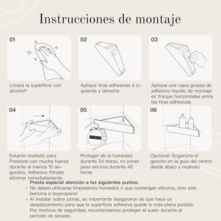 Estante de ducha negro sin taladro
