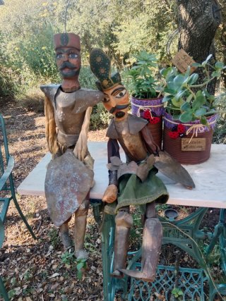 Pareja marionetas antiguas artesanales