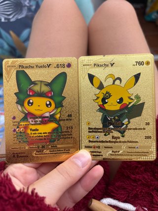 2 Cartas Pokémon V Doradas Metal