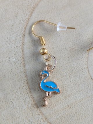 Pendientes Flamenco Azul Esmaltado Oro