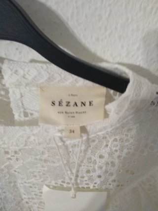 Blusa Sezane Encaje Blanca