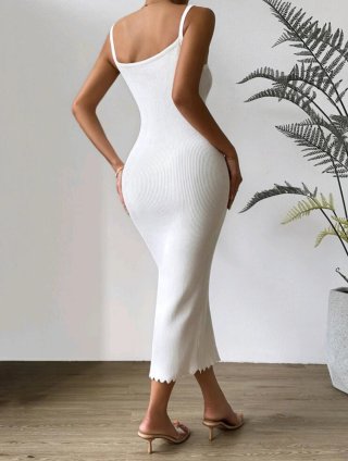 Vestido de punto blanco midi