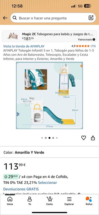 Tobogán Infantil AIYAPLAY 5 en 1