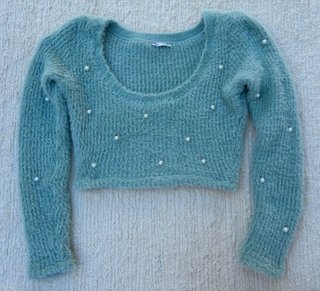 Jersey crop top perlas azul S