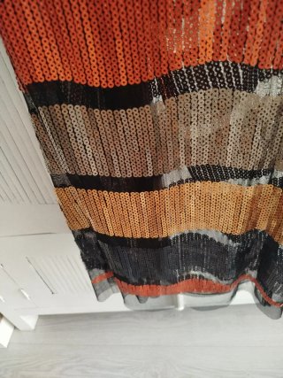 Top lentejuelas rayas oro y naranja