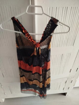 Top lentejuelas rayas oro y naranja