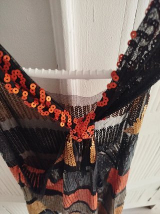 Top lentejuelas rayas oro y naranja