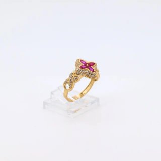 Anillo Oro Rosa Flor Circonitas