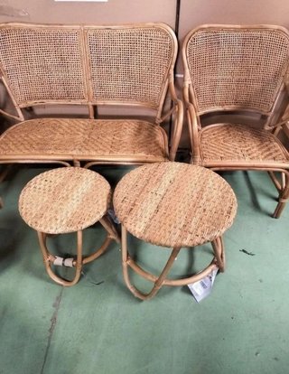 Set de muebles de jardín Sofá, 2 Sillas y 2 Mesas
