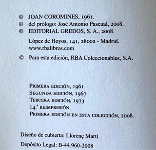 Breve diccionario etimológico de la lengua GREDOS