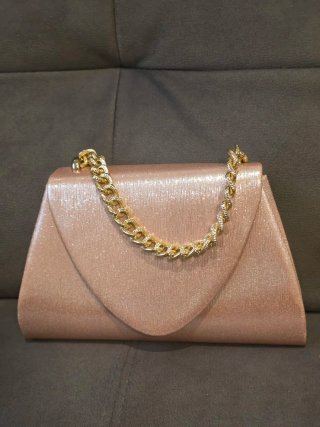 Bolso de fiesta dorado y rosa claro