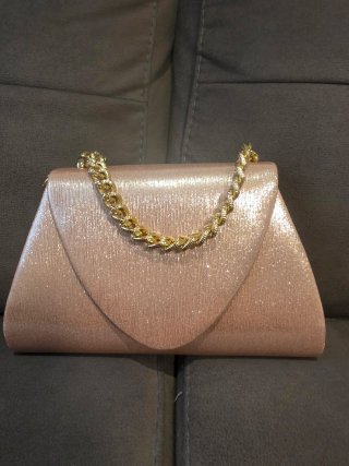 Bolso de fiesta dorado y rosa claro