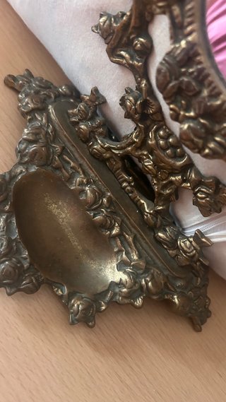 Espejo Tocador Vintage Bronce Pájaros