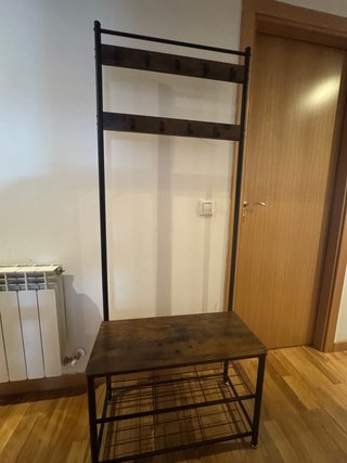 Perchero Zapatero Banco Metal y Madera