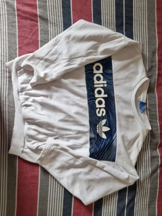 Felpa Adidas Originals Bianca e Blu Oversize M