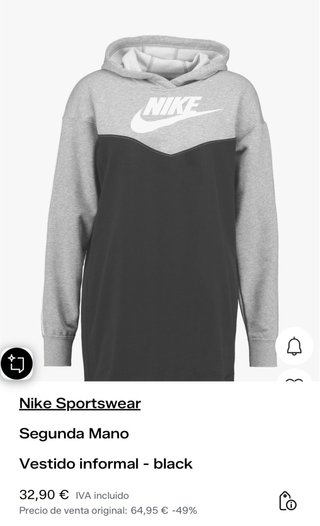 Vestido Nike Sportswear Gris y Negro Talla M