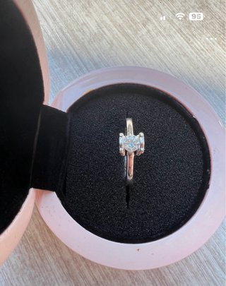 Anillo Solitario Tous Oro Blanco Diamante Talla 9