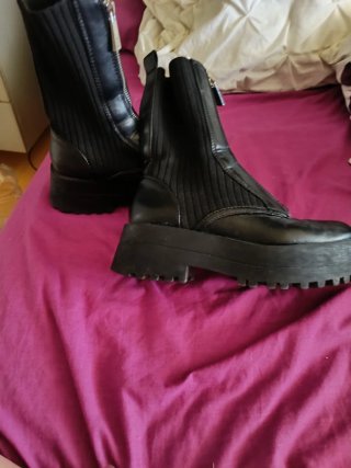 Botas negras plataforma elástico acanalado