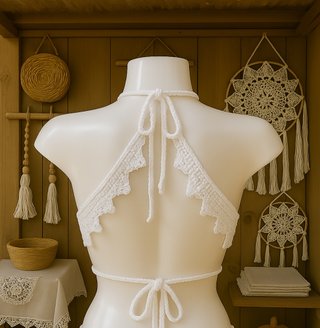 Top Halter Crochet Hecho a Mano