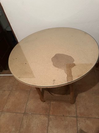 Mesa camilla redonda madera y cristal