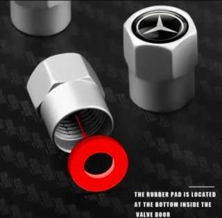 Pack 4 Uds tapón válvula rueda con logo Mercedes.