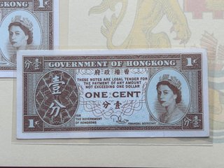 2 Billetes 1 Centavo Hong Kong Reina Isabel II