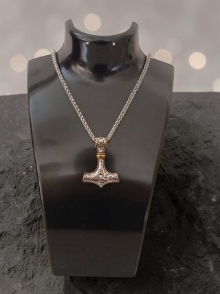 collana acciaio 316 inox, martello mjoinir di thor