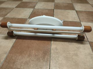 Lámpara de cocina blanca y madera