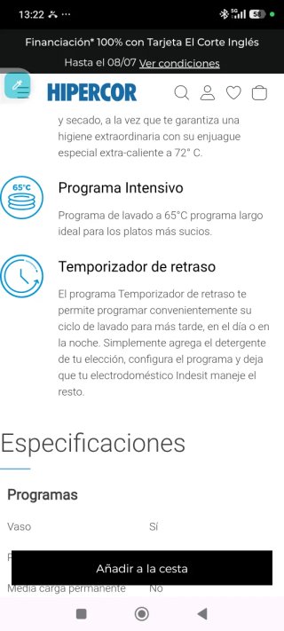 Lavavajillas Indesit poco uso