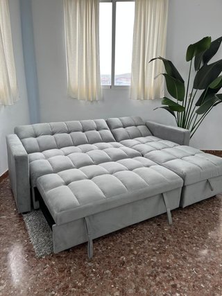 Sofá Cama Gris Kris Terciopelo