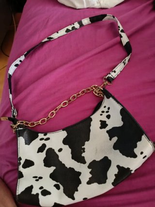 Bolso Vaca Blanco y Negro