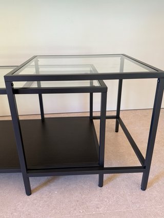 Mesita de centro Ikea 2 piezas cristal y metal