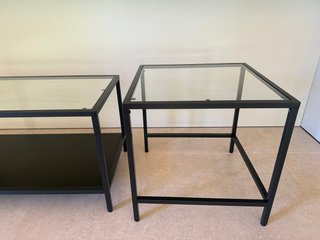 Mesita de centro Ikea 2 piezas cristal y metal