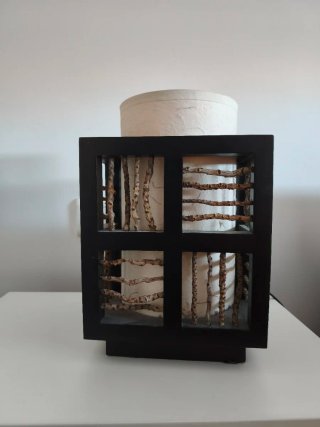 2 Lámparas de Mesa Madera y Papel