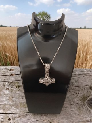 collana acciaio 316 inox, martello mjoinir di thor