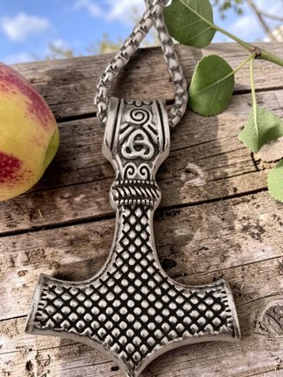 collana acciaio 316 inox, martello mjoinir di thor