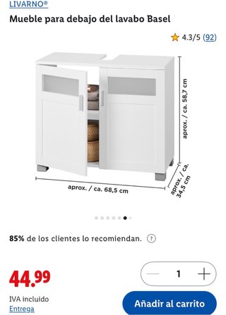 Mueble bajo lavabo Livarno Basel blanco
