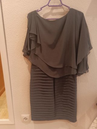 Vestido de fiesta azul marino plisado