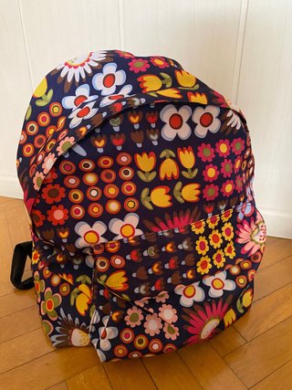Mochila Estampada Flores Azul