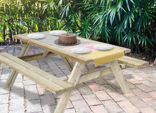 Mesa Picnic Madera Bancos Abatibles 198x154x74 cm