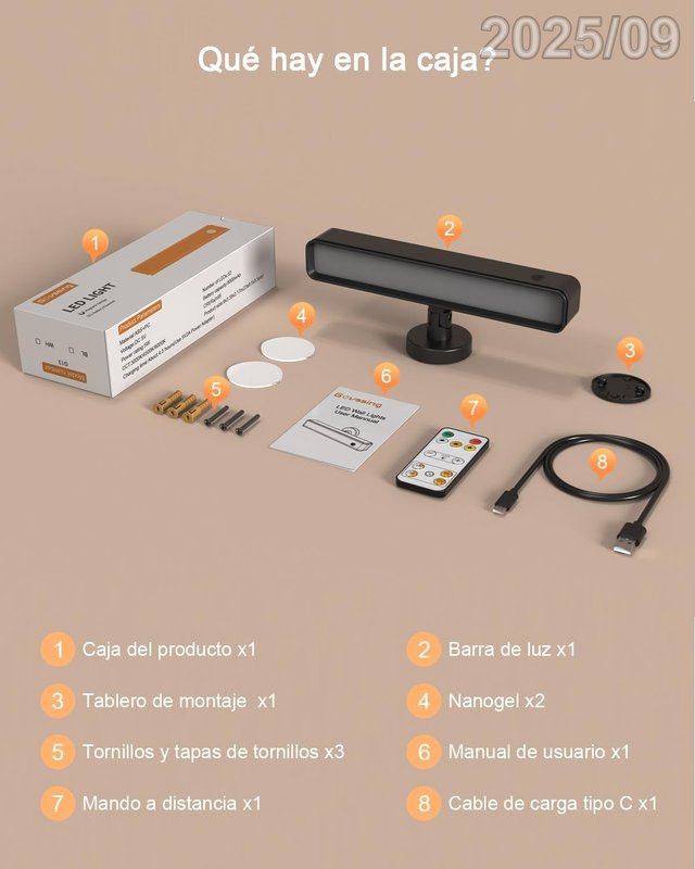 GOVSSING Lampara Sin Cable Bateria 6000mAh +Mando