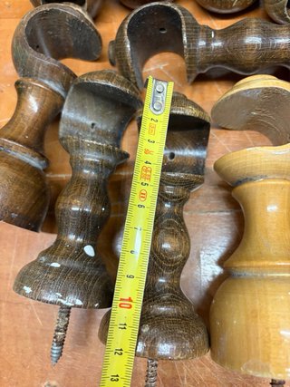Lote terminales y soportes barra cortina madera